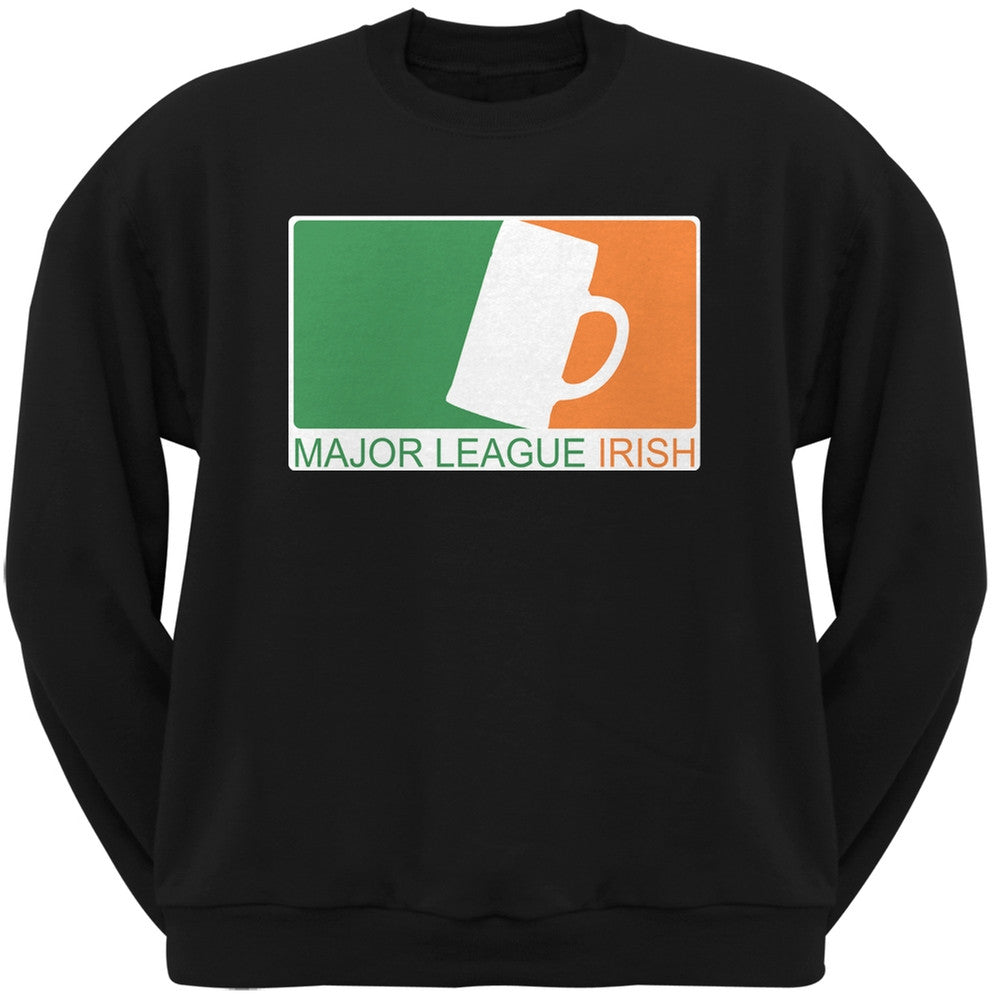 St. Patricks Day - Major League Irish Beer Adult Black Crew Neck Sweatshirt Men's Sweatshirts Old Glory