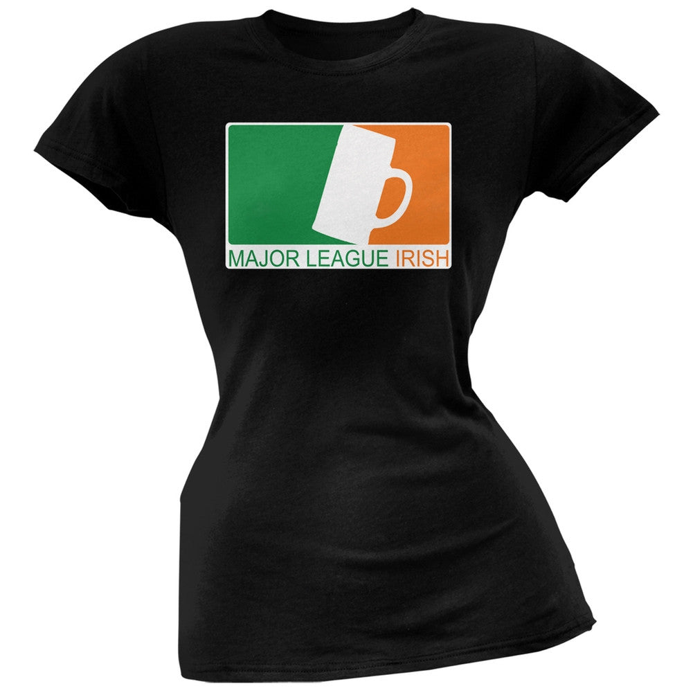 St. Patricks Day - Major League Irish Beer Black Juniors Soft T-Shirt Juniors T-Shirts Old Glory