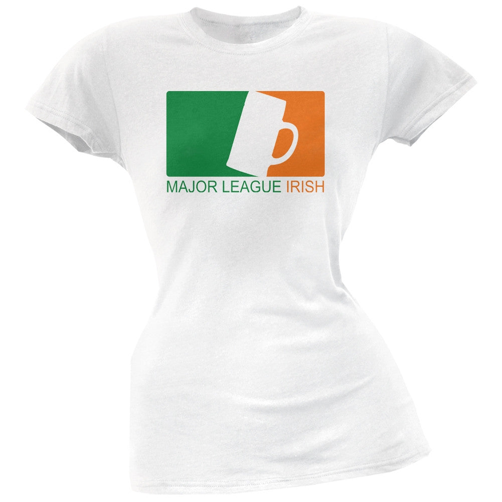 St. Patricks Day - Major League Irish Beer Black Juniors Soft T-Shirt Juniors T-Shirts Old Glory