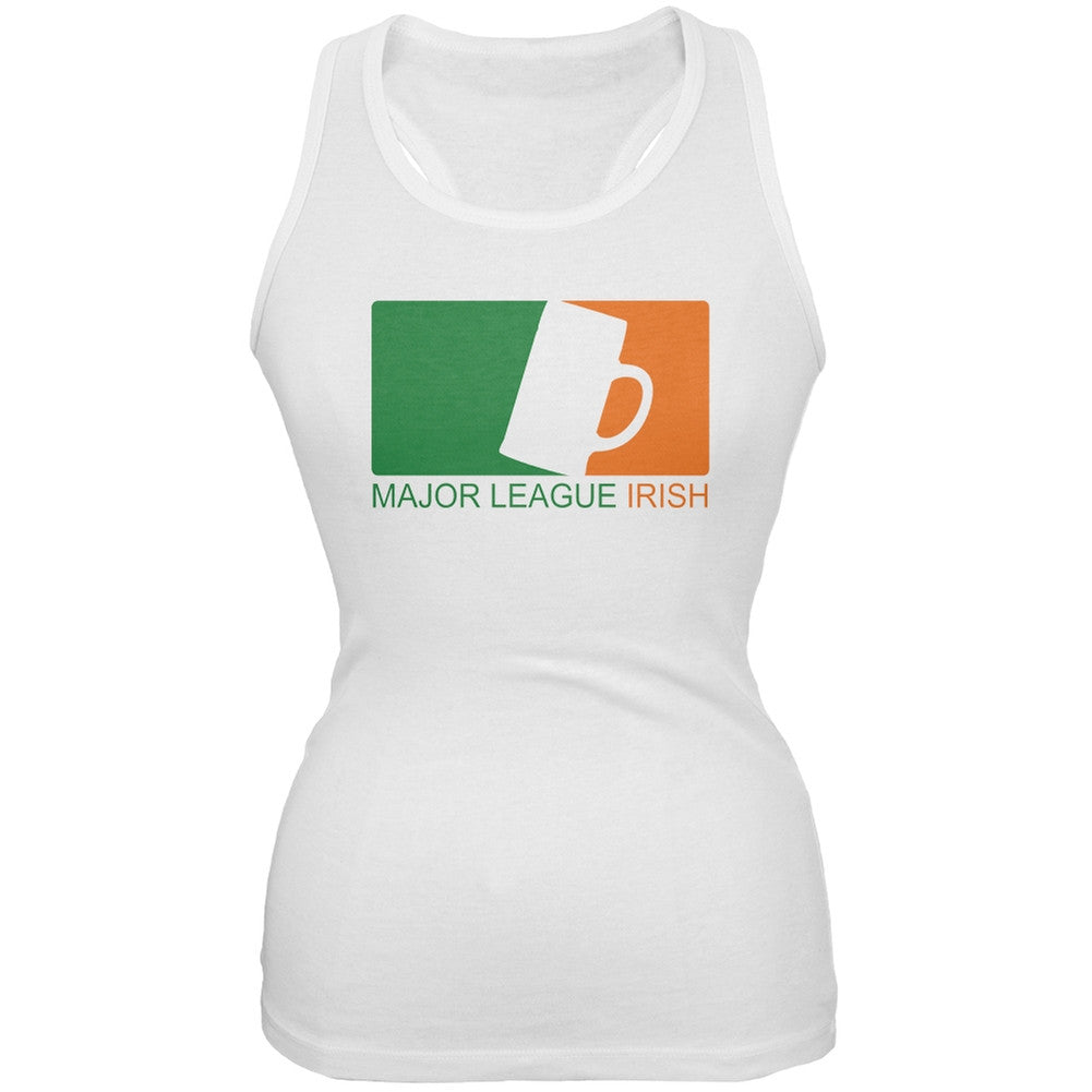 St. Patricks Day - Major League Irish Beer White Juniors Tank Top Juniors Tank Tops Old Glory 2XL White