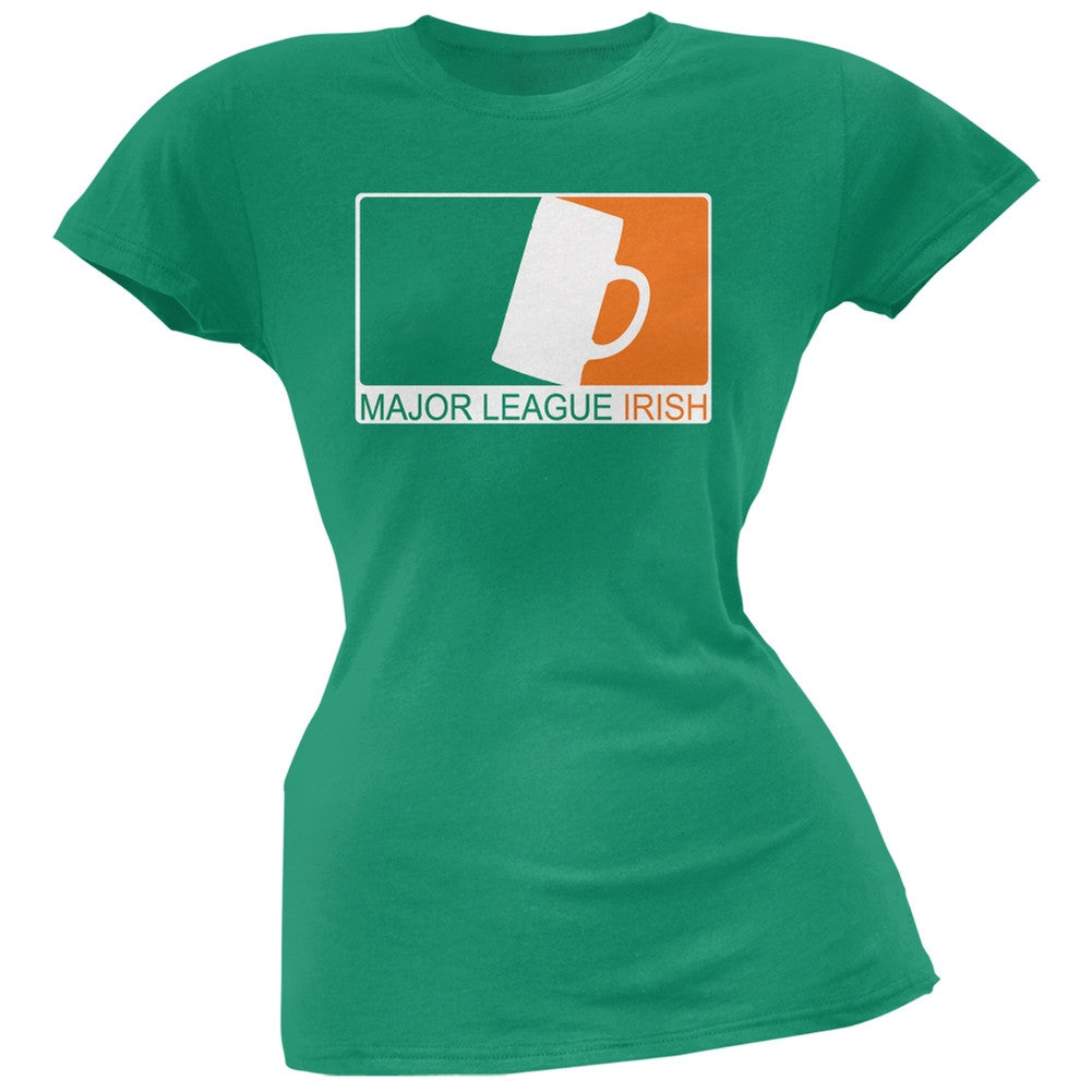 St. Patricks Day - Major League Irish Beer Black Juniors Soft T-Shirt Juniors T-Shirts Old Glory