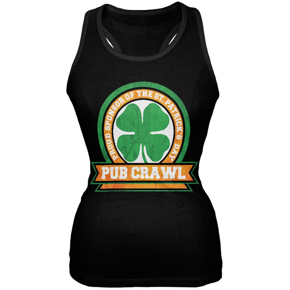 St. Patricks Day - Pub Crawl Black Juniors Tank Top Juniors Tank Tops Old Glory 2XL Black