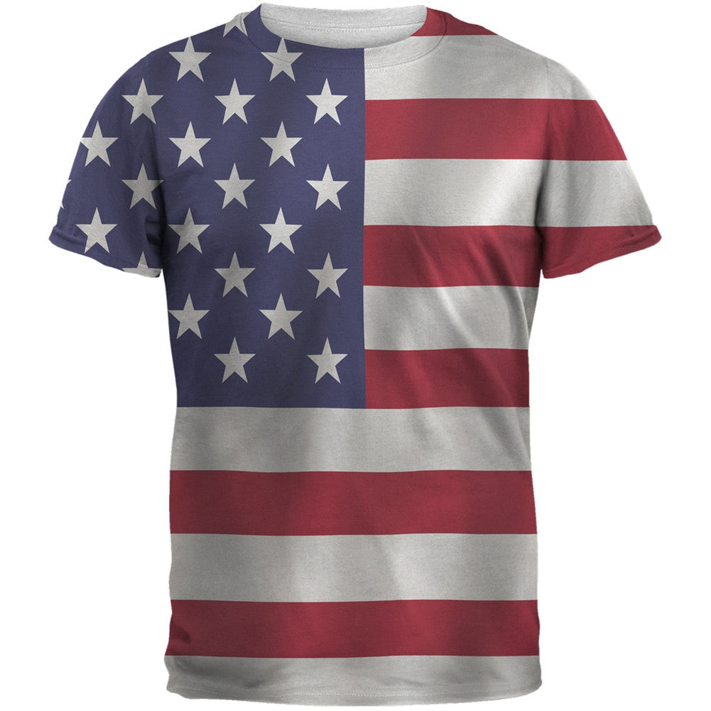 4th of July American Flag All Over Adult T-Shirt Men's T-Shirts Old Glory 2XL Multi