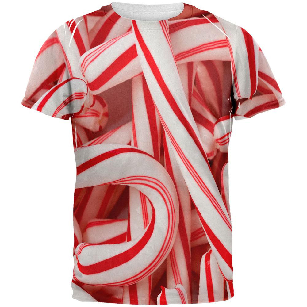 Christmas Candy Cane All Over Adult T-Shirt Men's T-Shirts Old Glory 2XL Multi