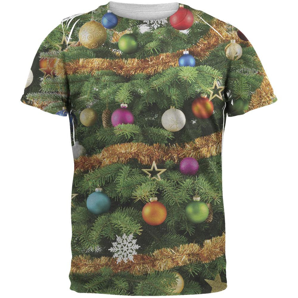 Christmas Tree Costume All Over Adult T-Shirt Men's T-Shirts Old Glory 2XL Multi