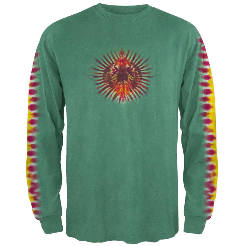 Green Pleated Sleeve Long Sleeve T-Shirt Men's Long Sleeves Old Glory 2XL Green