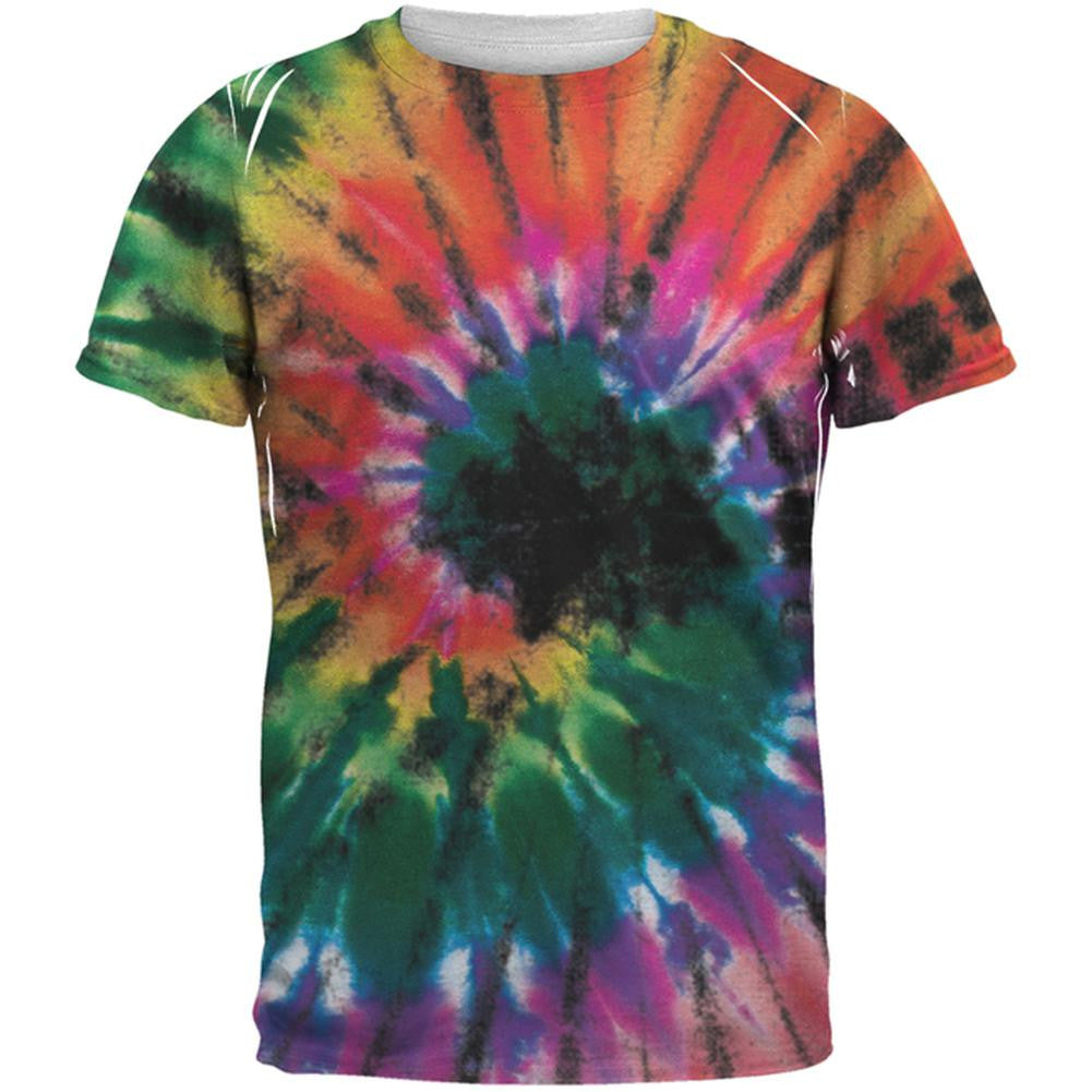 Smokey Spiral Tie Dye All Over Adult T-Shirt Men's T-Shirts Old Glory 2XL Multi