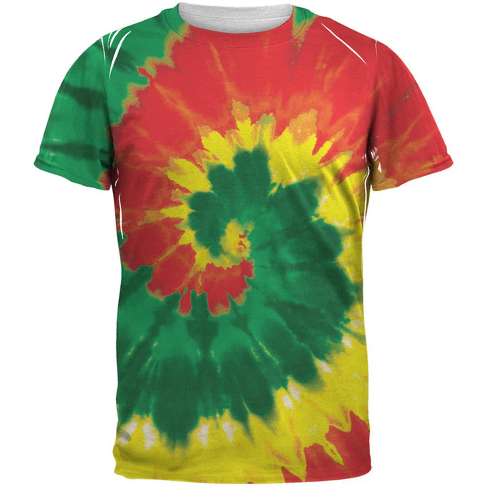 Rasta Tie Dye All Over Adult T-Shirt Men's T-Shirts Old Glory 2XL Multi