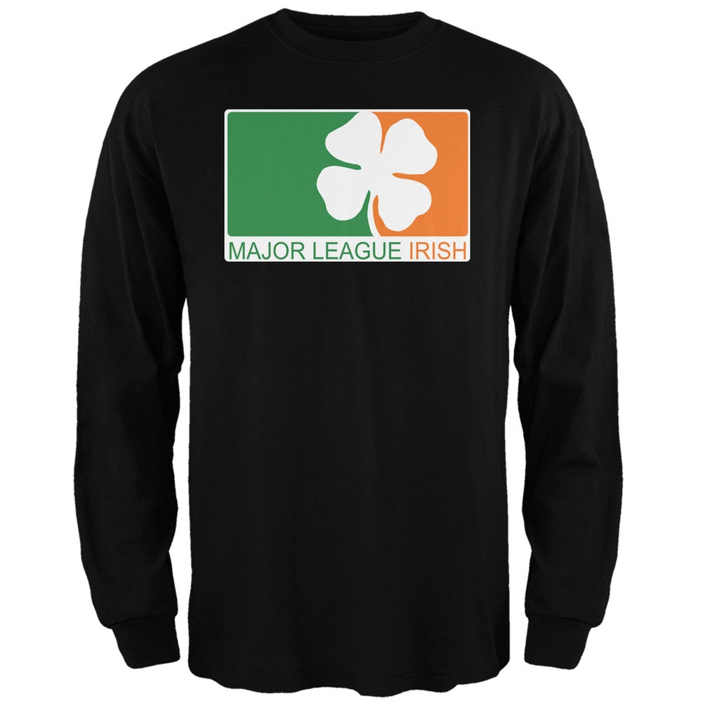 St. Patricks Day - Major League Irish Clover Black Adult Long Sleeve T-Shirt Men's Long Sleeves Old Glory