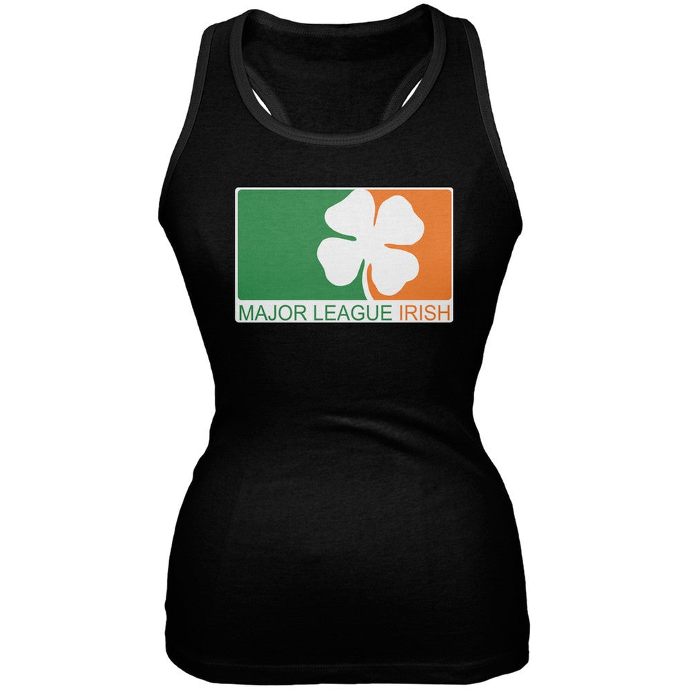 St. Patricks Day - Major League Irish Clover Black Juniors Tank Top Juniors Tank Tops Old Glory 2XL Black