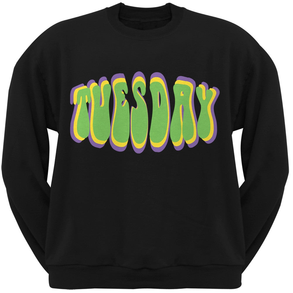 Fat Tuesday Mardi Gras Black Adult Crew Neck Sweatshirt Men's Sweatshirts Old Glory