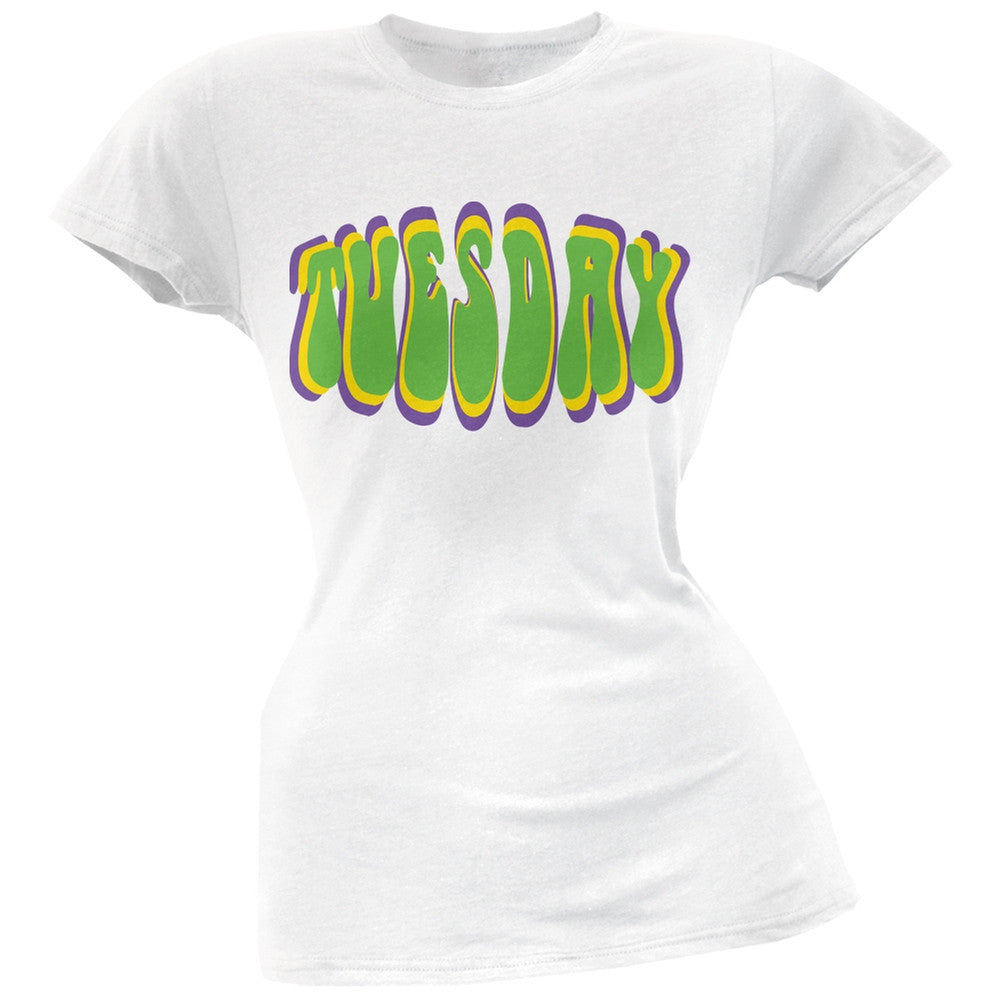 Fat Tuesday Mardi Gras Black Juniors Soft T-Shirt Juniors T-Shirts Old Glory