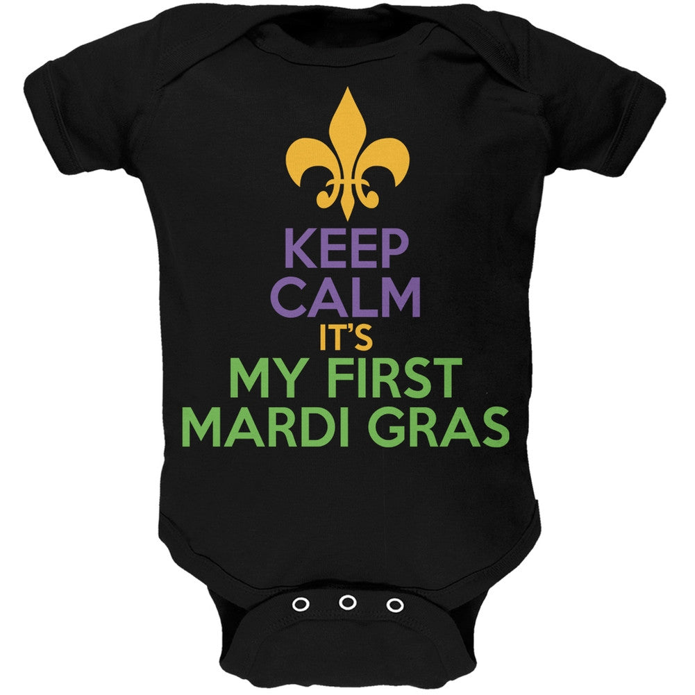 Mardi Gras - My First Mardi Gras Black Soft Baby One Piece Baby One Piece Old Glory