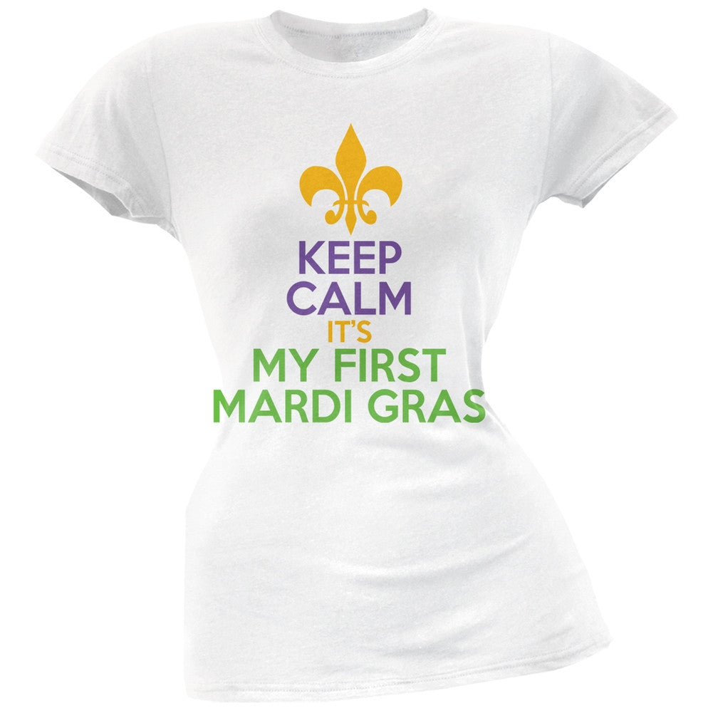 Mardi Gras - My First Mardi Gras Black Juniors Soft T-Shirt Juniors T-Shirts Old Glory