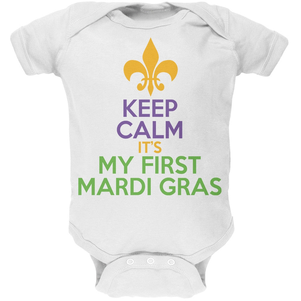 Mardi Gras - My First Mardi Gras Black Soft Baby One Piece Baby One Piece Old Glory