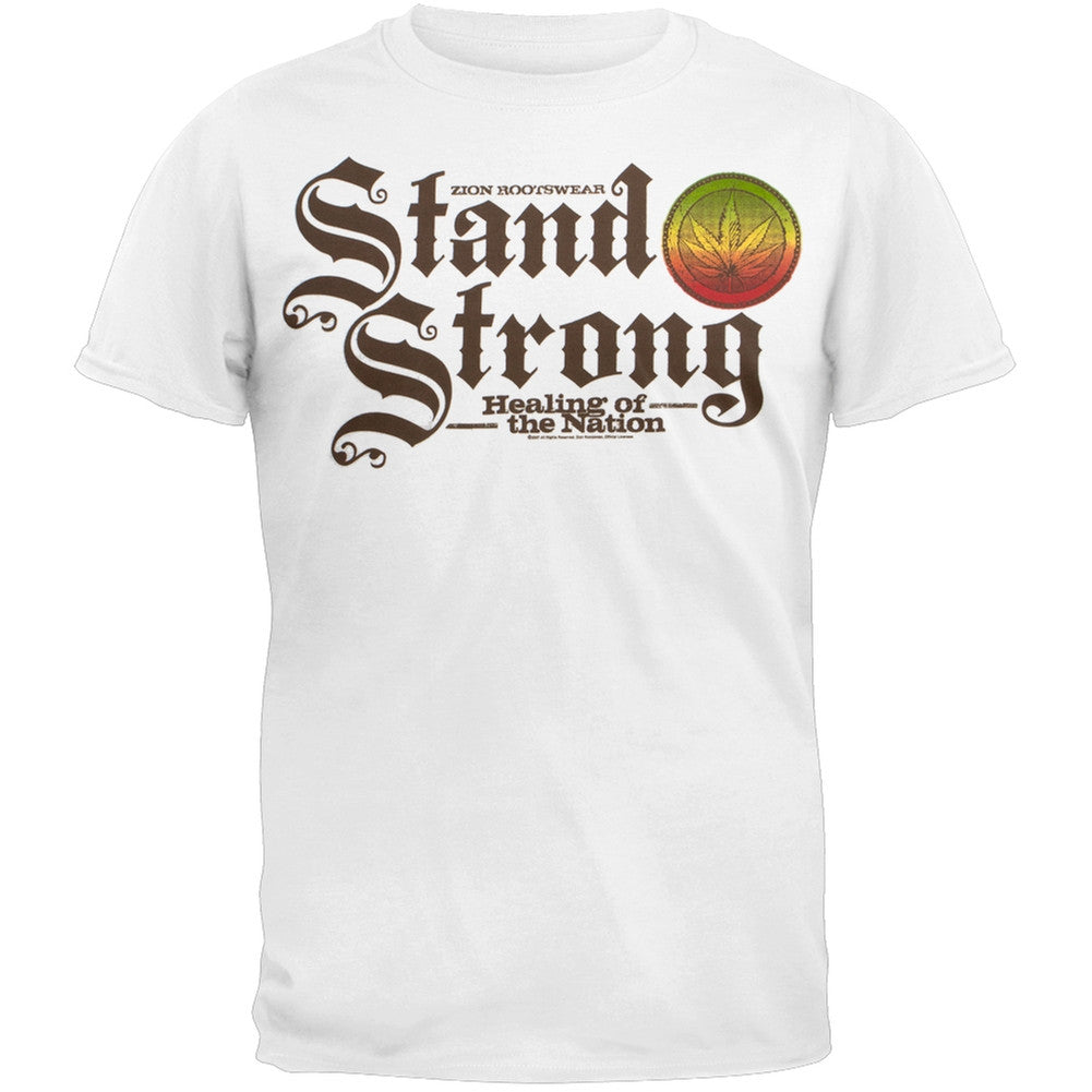Rastafari - Stand Strong Rasta Adult Soft T-Shirt Men's T-Shirts Rastafari 3XL White