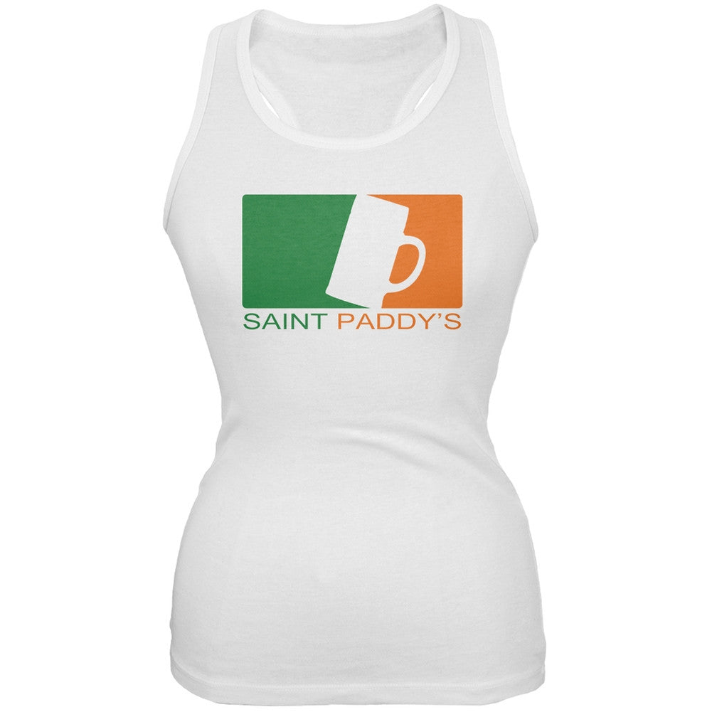 St. Patricks Day - Saint Paddy's Day Beer Mug White Juniors Soft Tank Top Juniors Tank Tops Old Glory 2XL White