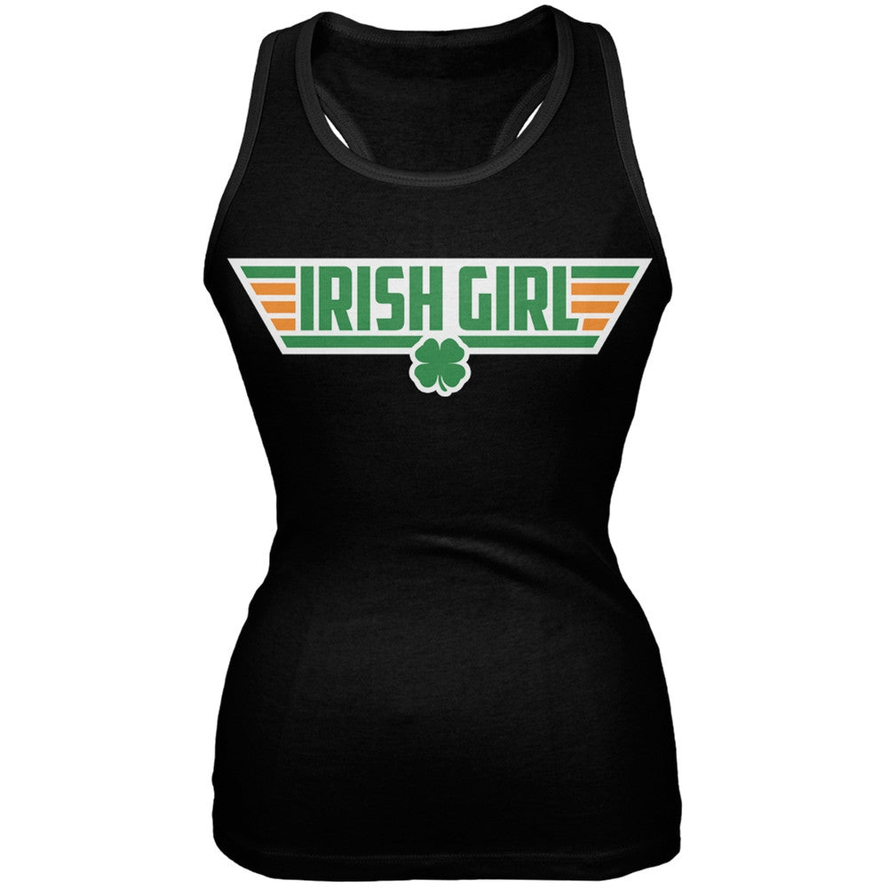 St. Patricks Day - Irish Girl Wing Man Black Juniors Soft Tank Top Juniors Tank Tops Old Glory 2XL Black