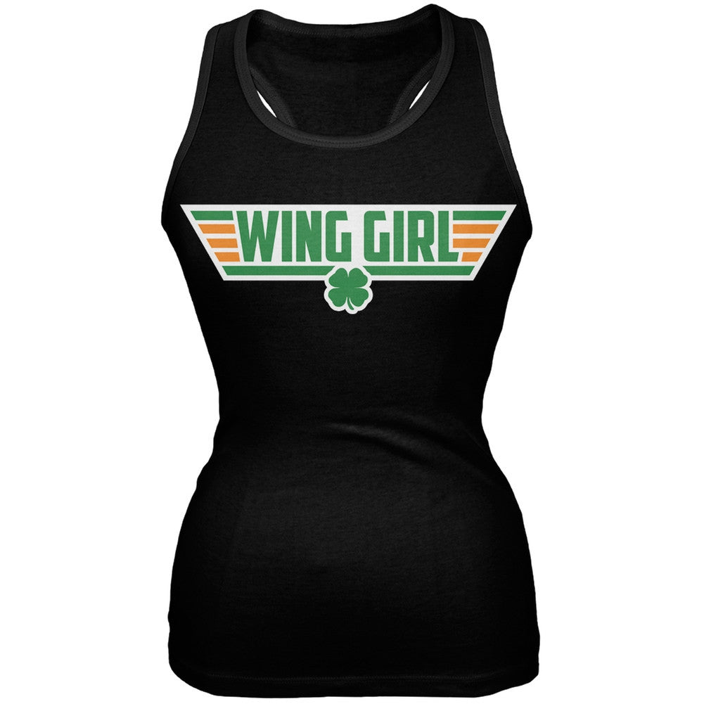 St. Patricks Day - Irish Wing Girl Black Juniors Soft Tank Top Juniors Tank Tops Old Glory 2XL Black