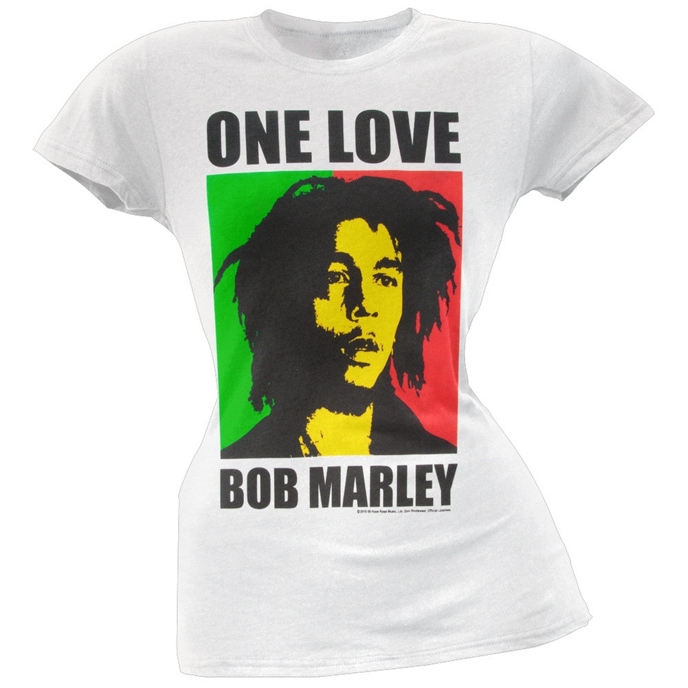 One Love Baseball Ladies Tee-Bob Marley Rock Juniors & Womens Shirts