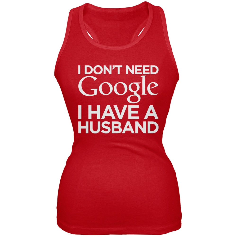 I Don't Need Google I Have a Husband Red Juniors Soft Tank Top Juniors Tank Tops Old Glory 2XL Red