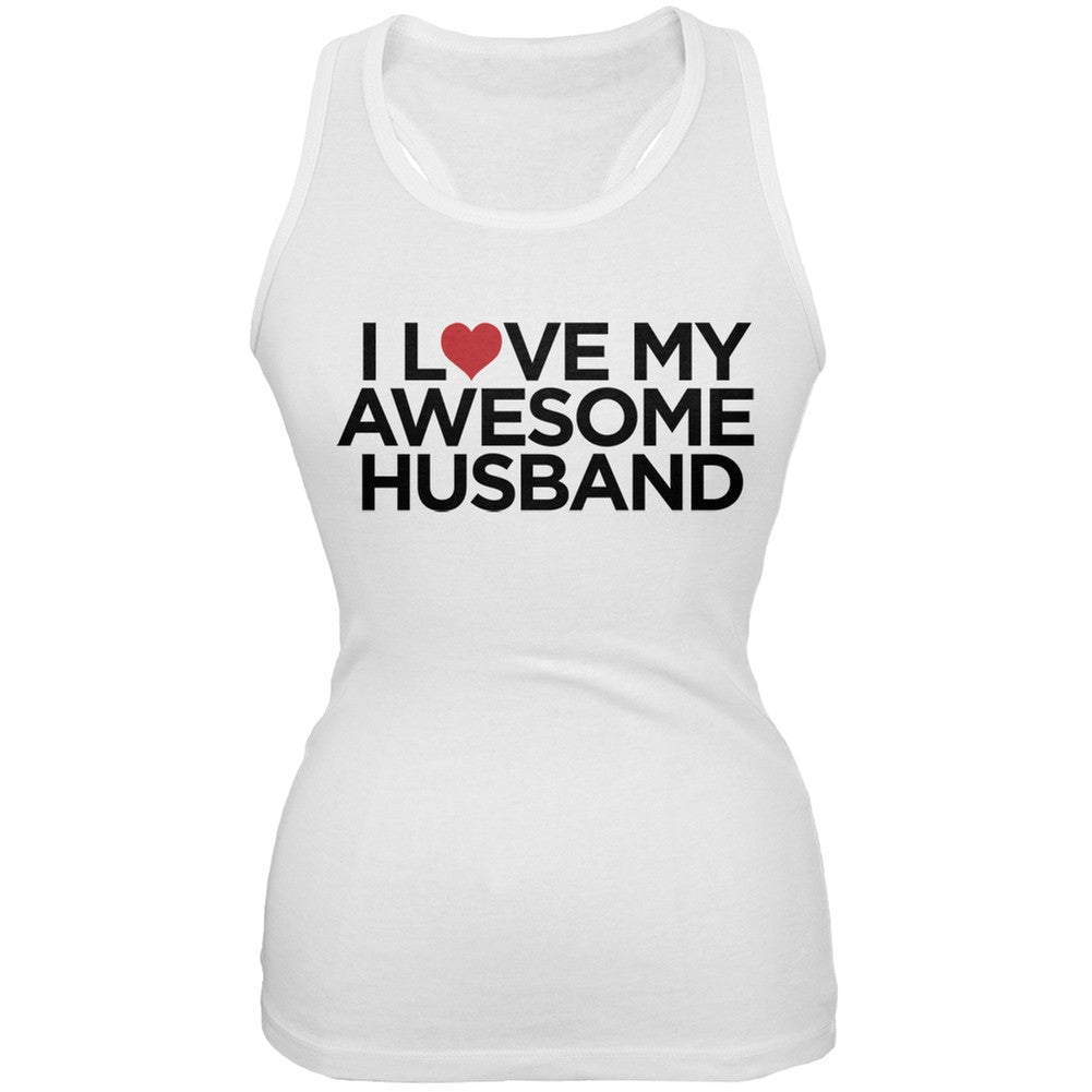 Valentine's Day - I Love My Awesome Husband White Juniors Soft Tank Top Juniors Tank Tops Old Glory 2XL White
