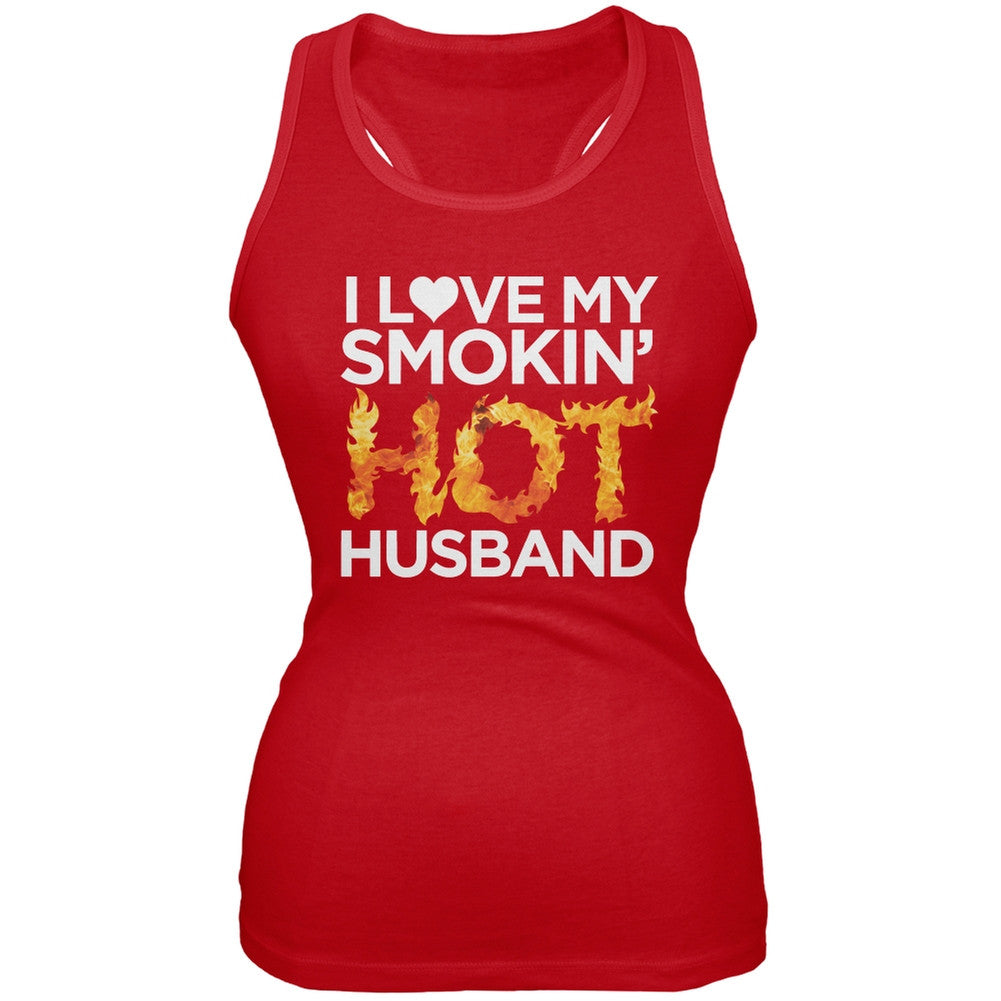 Valentine's Day - I Love My Smokin Hot Husband Red Juniors Soft Tank Top Juniors Tank Tops Old Glory 2XL Red