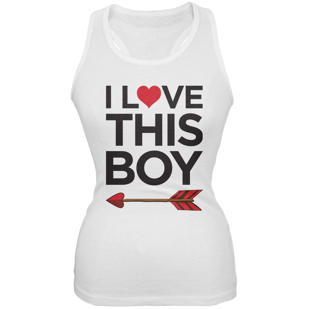 I Love This Boy White Juniors Soft Tank Top Juniors Tank Tops Old Glory 2XL White