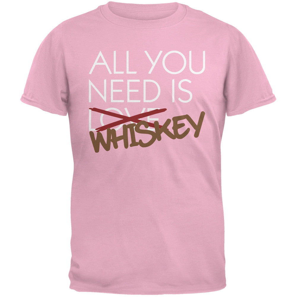 All You Need is Whiskey, Not Love Black Adult T-Shirt Men's T-Shirts Old Glory SM Pink