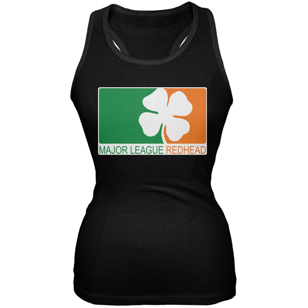 St. Patricks Day - Major League Redhead Black Juniors Soft Tank Top Juniors Tank Tops Old Glory 2XL Black