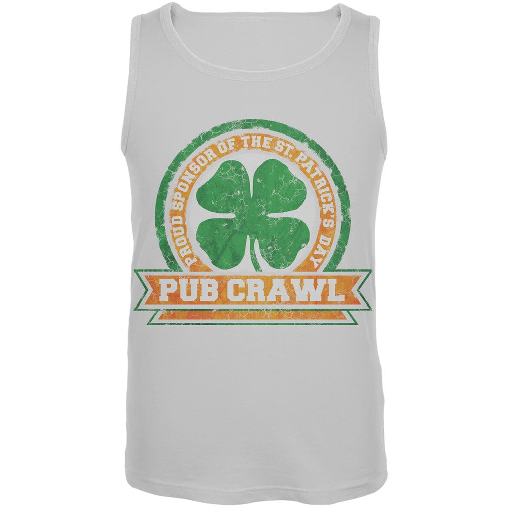 St. Patricks Day - Pub Crawl Distressed White Adult Soft Tank Top Men's Tank Tops Old Glory 2XL White