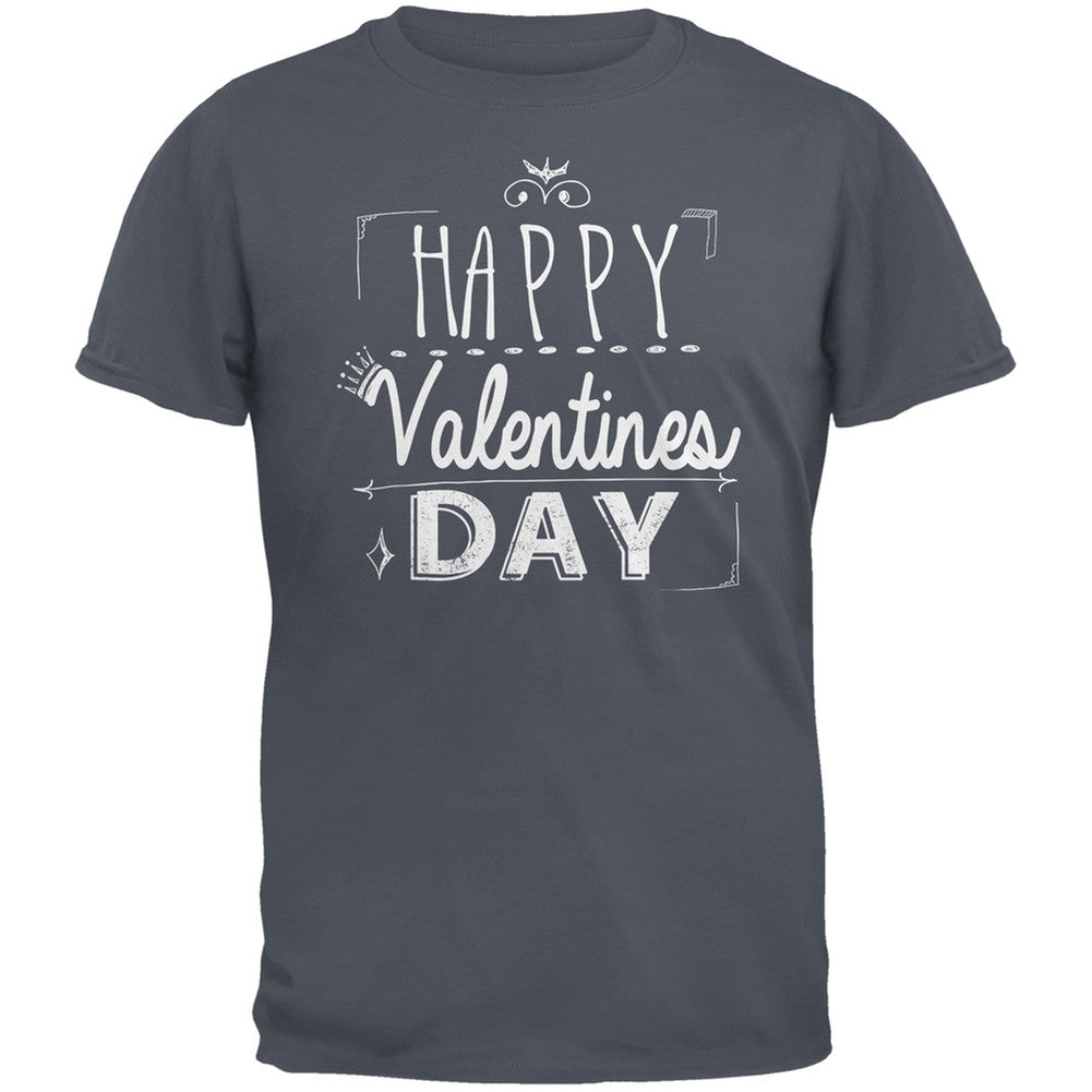 Happy Valentines Day Sign Black Adult T-Shirt Men's T-Shirts Old Glory