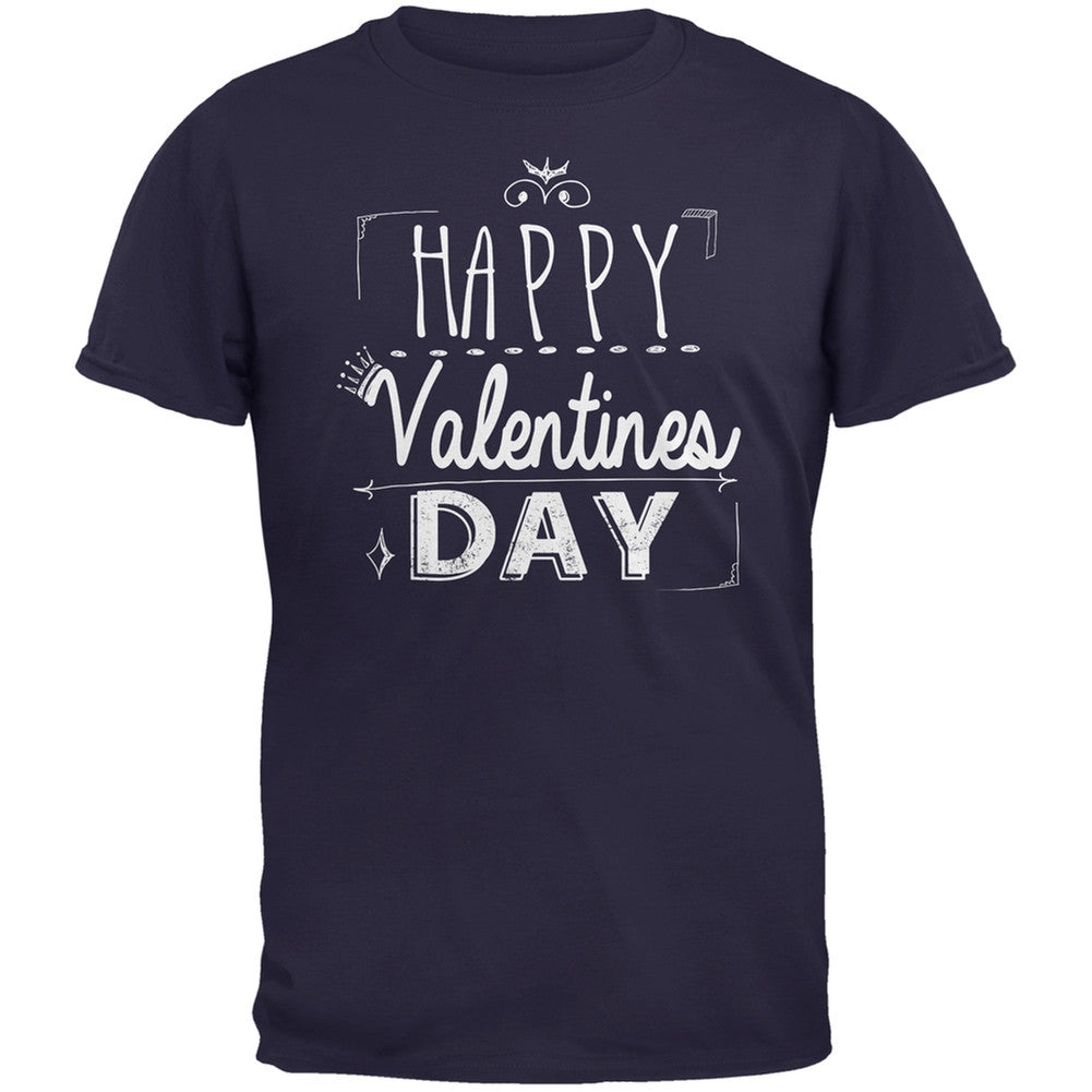 Happy Valentines Day Sign Black Adult T-Shirt Men's T-Shirts Old Glory