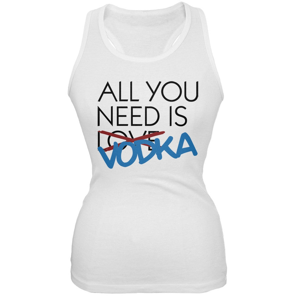 All You Need is Vodka, Not Love White Juniors Soft Tank Top Juniors Tank Tops Old Glory 2XL White