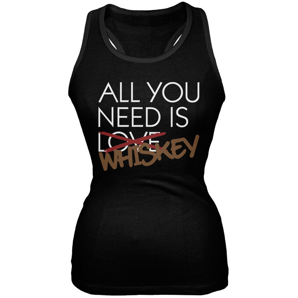 All You Need is Whiskey, Not Love Black Juniors Soft Tank Top Juniors Tank Tops Old Glory 2XL Black