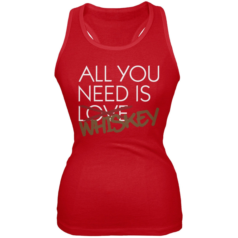 All You Need is Whiskey, Not Love Red Juniors Soft Tank Top Juniors Tank Tops Old Glory 2XL Red