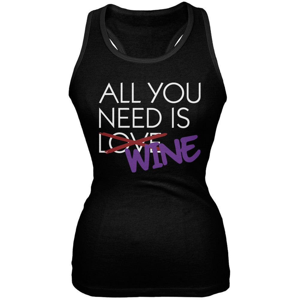 All You Need is Wine, Not Love Black Juniors Soft Tank Top Juniors Tank Tops Old Glory 2XL Black