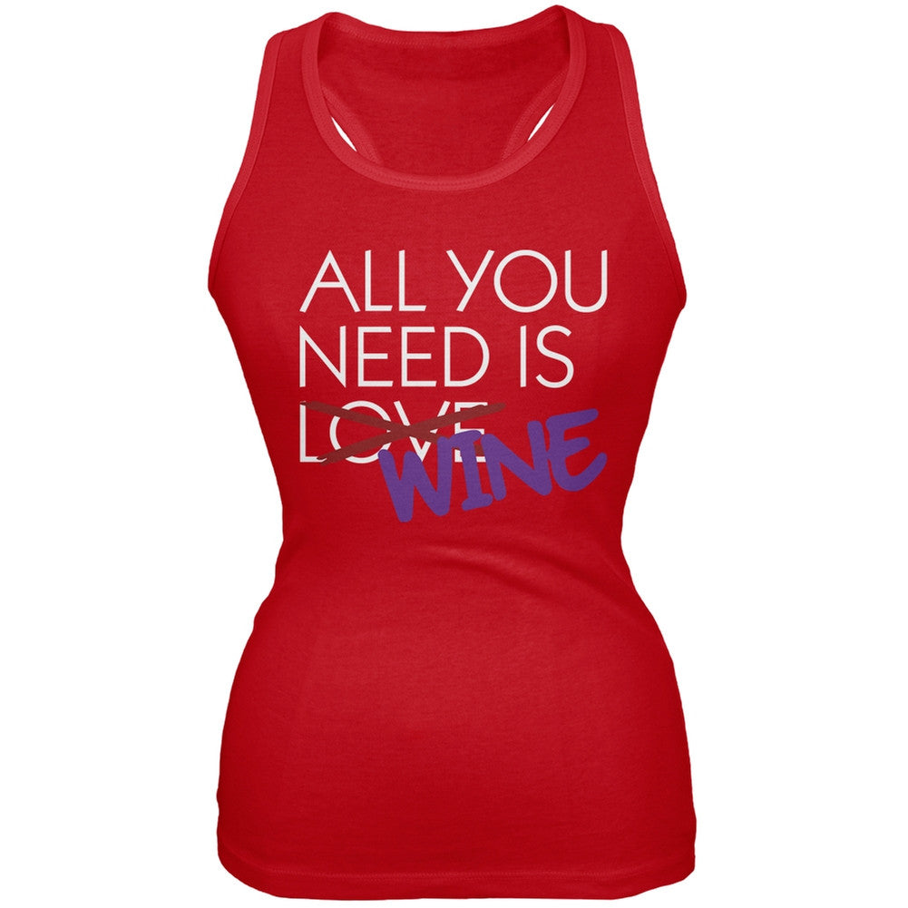 All You Need is Wine, Not Love Red Juniors Soft Tank Top Juniors Tank Tops Old Glory 2XL Red