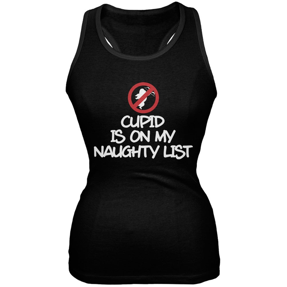 Cupid is on My Naughty List Black Juniors Soft Tank Top Juniors Tank Tops Old Glory 2XL Black
