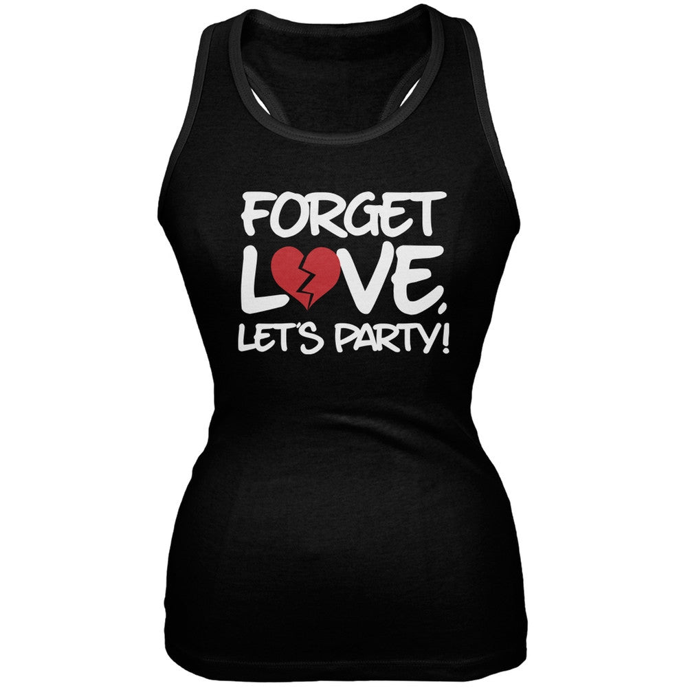 Forget Love, Let's Party Black Juniors Soft Tank Top Juniors Tank Tops Old Glory 2XL Black