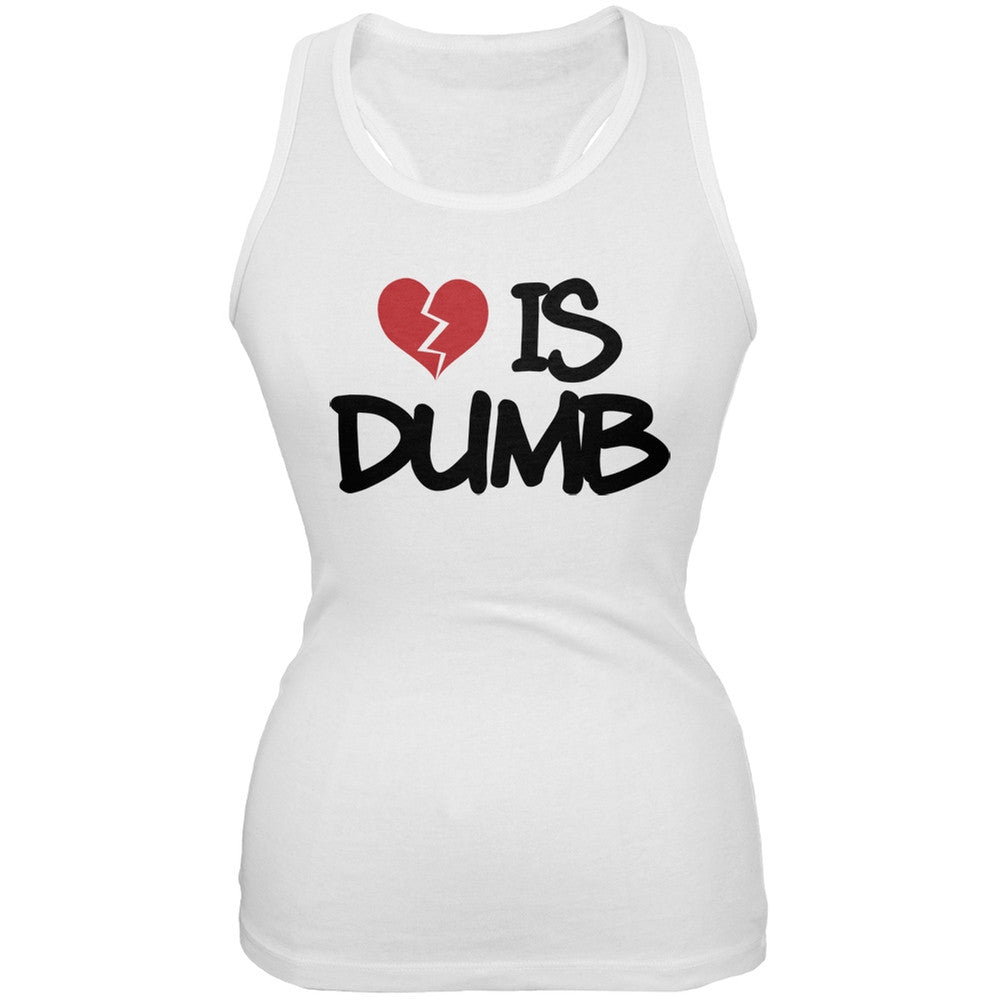 Love is Dumb White Juniors Soft Tank Top Juniors Tank Tops Old Glory 2XL White
