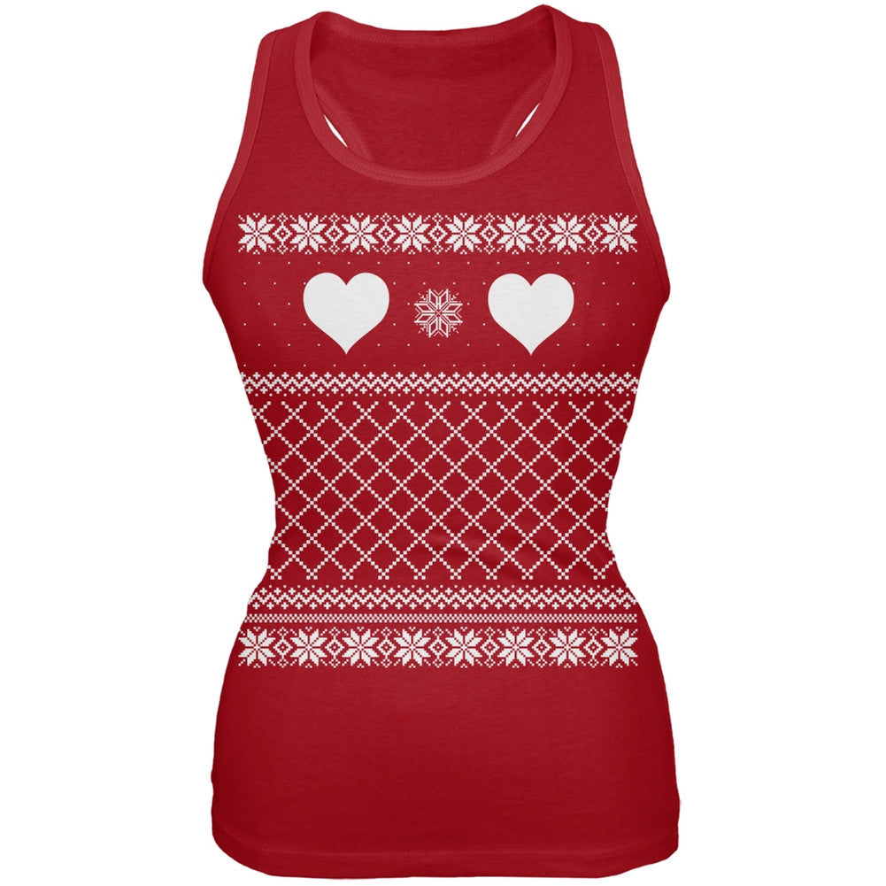 Valentine Heart Ugly Valentine Sweater Red Juniors Soft Tank Top Juniors Tank Tops Old Glory 2XL Red