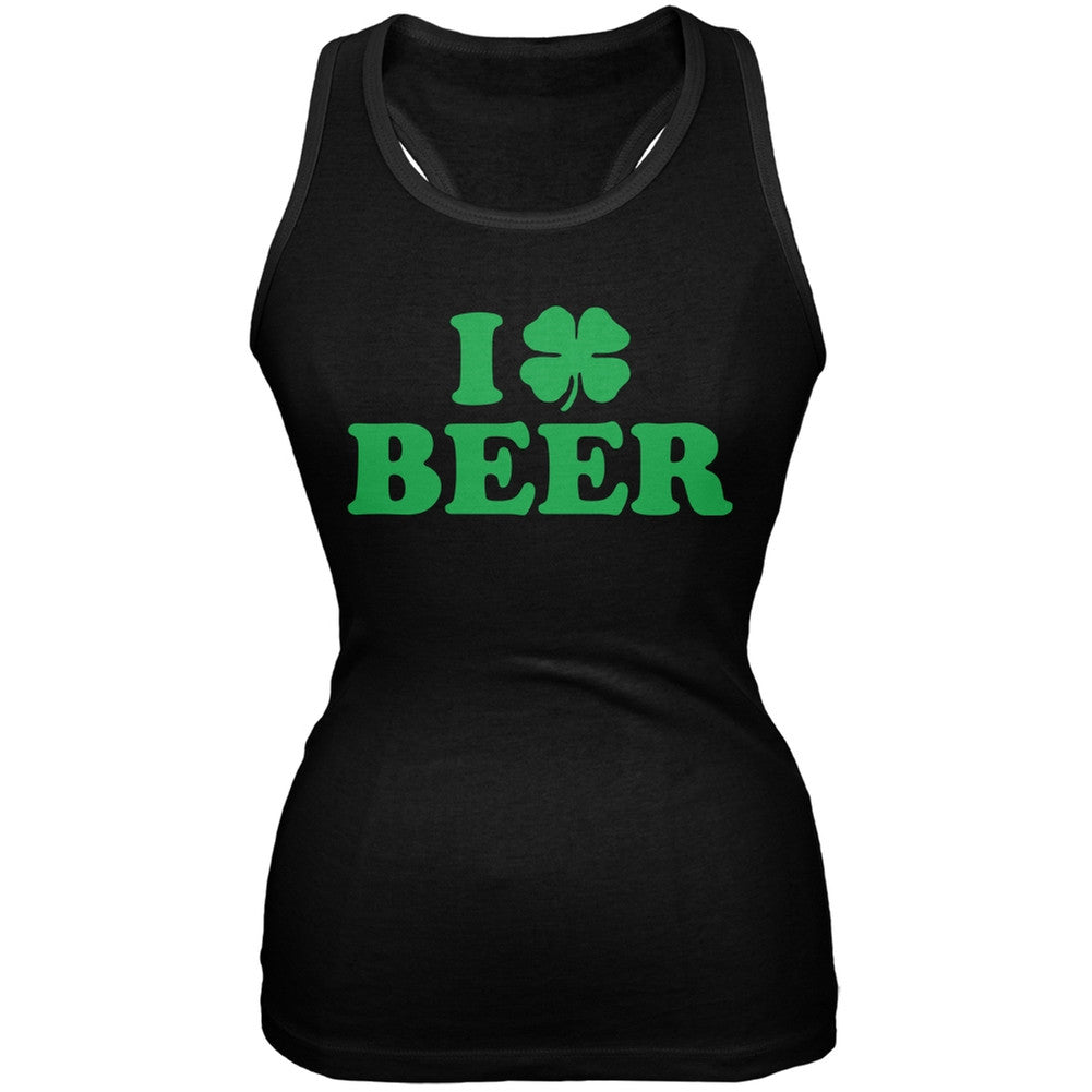 St. Patricks Day - I Shamrock Love Beer Irish Black Juniors Soft Tank Top Juniors Tank Tops Old Glory 2XL Black
