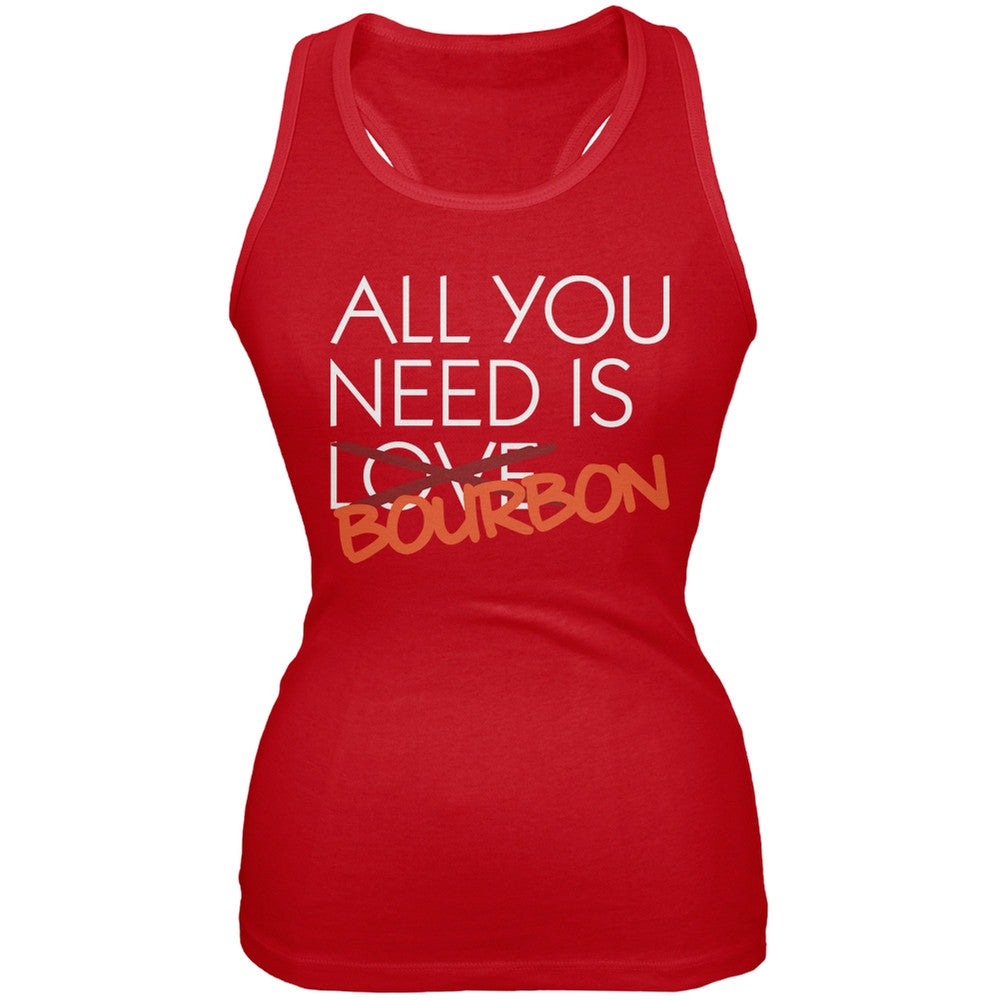 All You Need is Bourbon, Not Love Red Juniors Soft Tank Top Juniors Tank Tops Old Glory 2XL Red