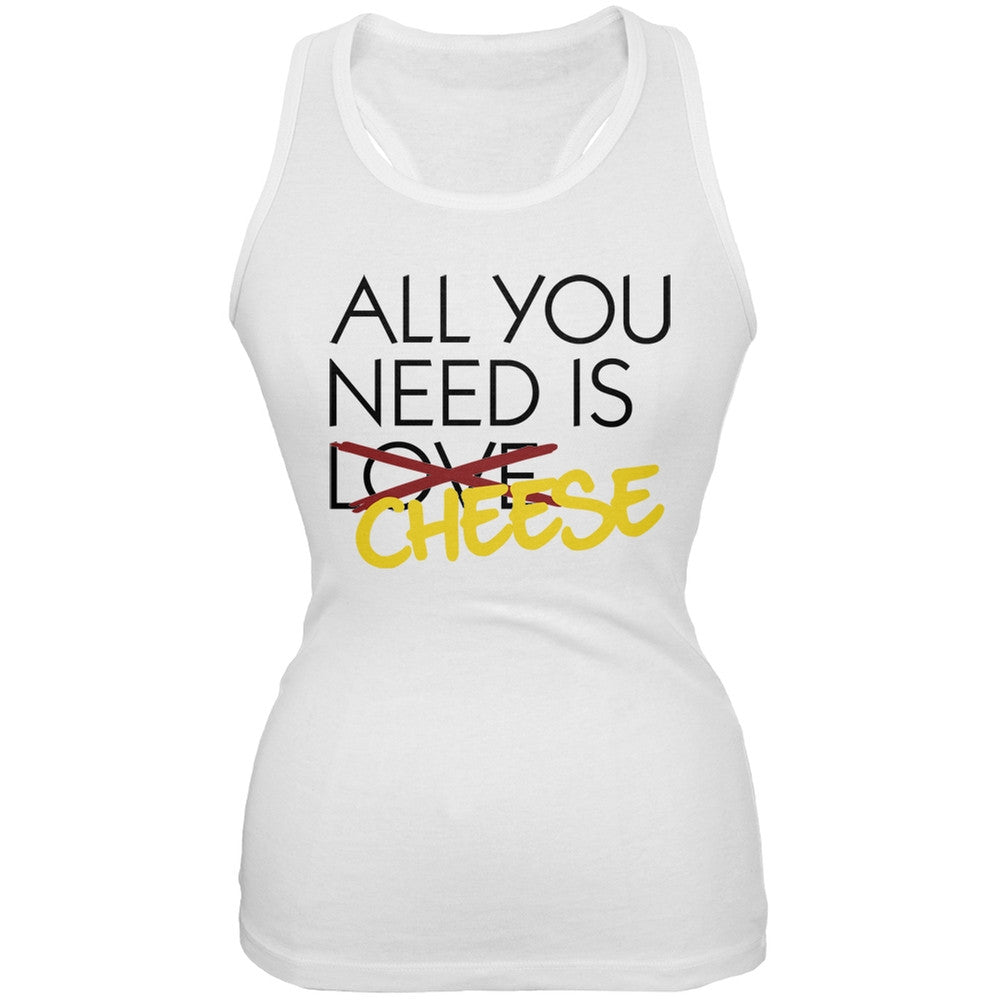 All You Need is Cheese, Not Love White Juniors Soft Tank Top Juniors Tank Tops Old Glory 2XL White