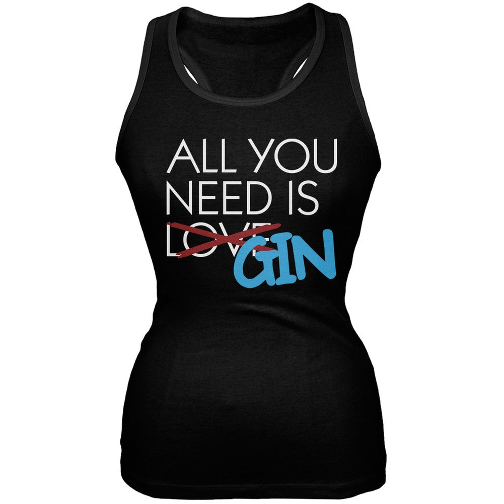 All You Need is Gin, Not Love Black Juniors Soft Tank Top Juniors Tank Tops Old Glory 2XL Black