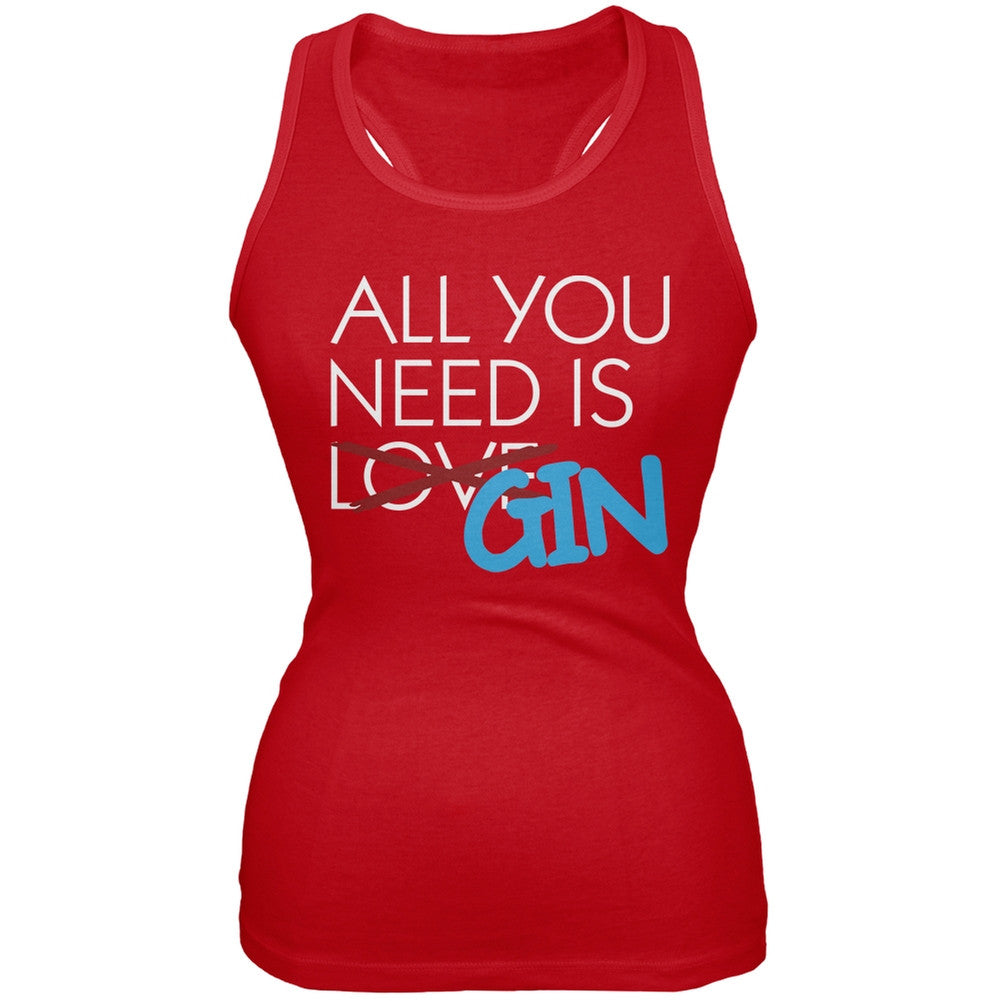 All You Need is Gin, Not Love Red Juniors Soft Tank Top Juniors Tank Tops Old Glory 2XL Red