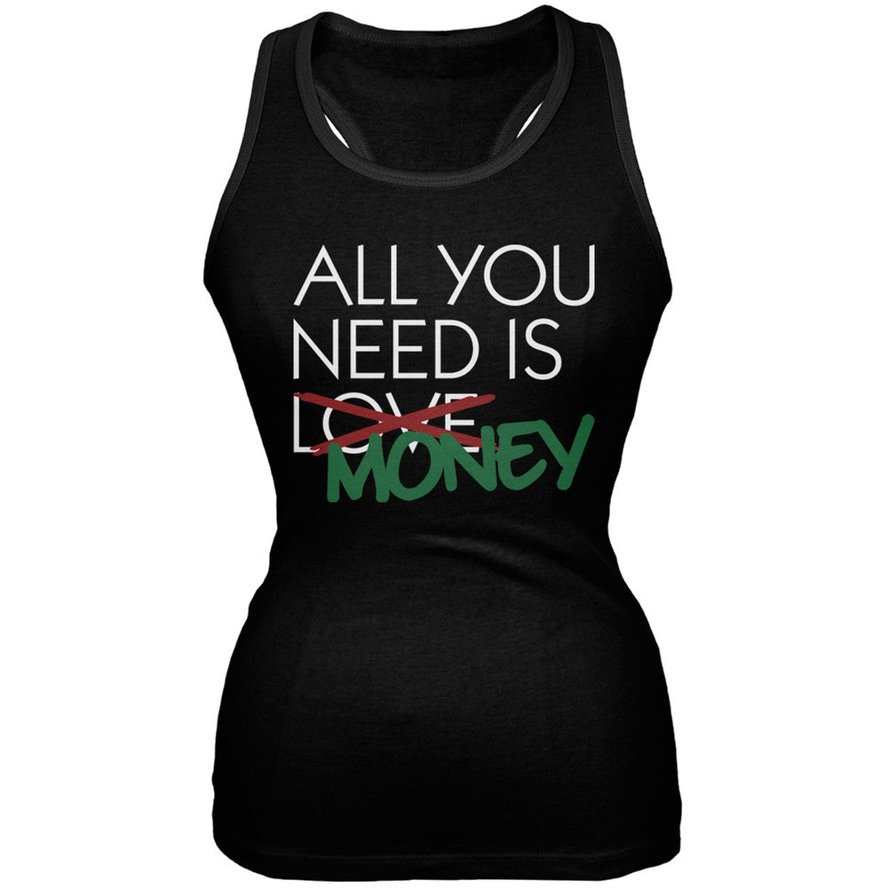 All You Need is Money, Not Love Black Juniors Soft Tank Top Juniors Tank Tops Old Glory 2XL Black