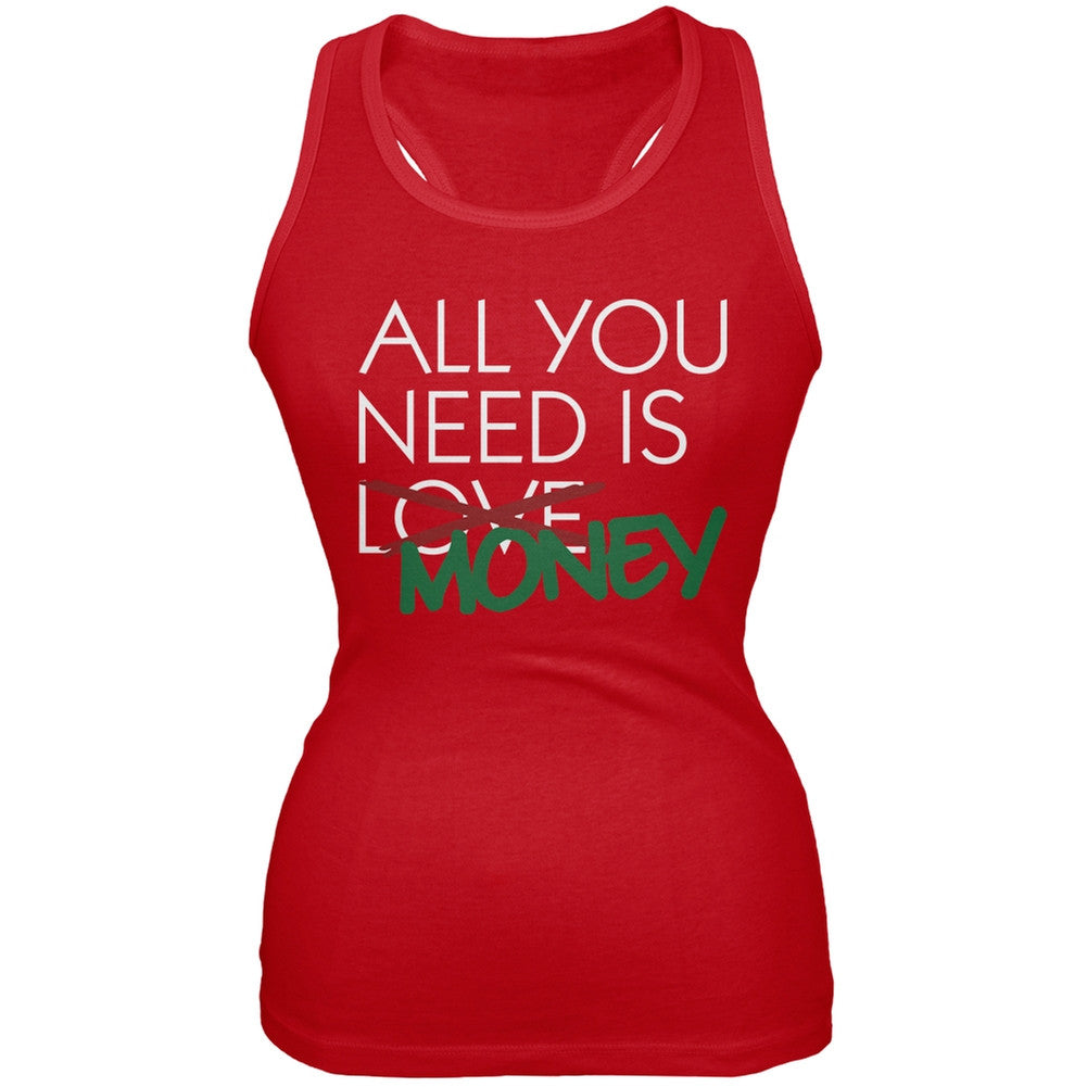 All You Need is Money, Not Love Red Juniors Soft Tank Top Juniors Tank Tops Old Glory 2XL Red