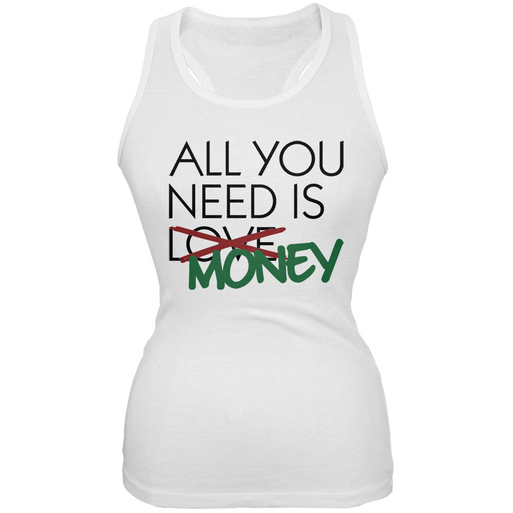 All You Need is Money, Not Love White Juniors Soft Tank Top Juniors Tank Tops Old Glory 2XL White